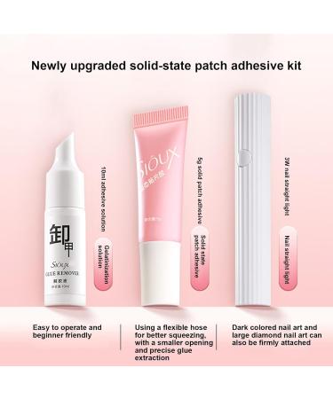 Solid Nail Glue - Solid Nail Gel | 10ml Press On Nail Glue | Long Lasting Strong Adhesive Non-Stick Hand Nail Extension Gel | Nail Buffer and Shine | Fake Acrylic Nails Extension Glue - Buy Online on GoSupps.com
