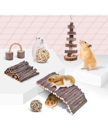 ERKOON Small Animal Chew Toys - Natural Wooden Accessories for Hamsters, Guinea Pigs, Gerbils, Rats, Chinchillas - Boredom Breaker, Teeth Molar Exercise - Play Bridge, Roller, Dumbbells - Buy Online on GoSupps.com