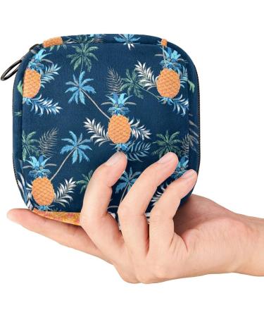 Sanitary Napkin Storage Bag | Period Bag for Women & Teen Girls | Pineapple Leaves Pattern | Menstrual Cup Pouch & Nursing Pad Holder - Multicolor - Buy Online on GoSupps.com
