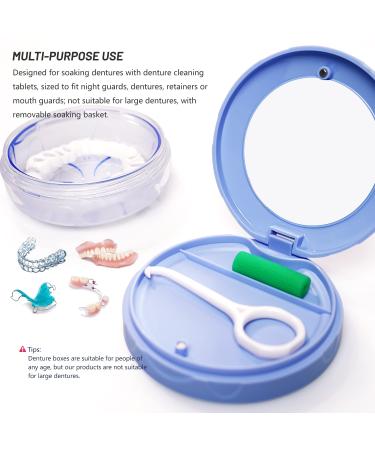 Leak Proof Dental Retainer Case - Denture Cleaning Bath - Travel Friendly - Blue - Buy Online on GoSupps.com