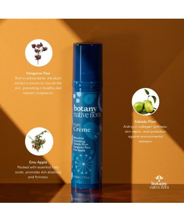 Botany Native Flora Night Cream - Deeply Moisturising Face Cream with Australian Plant Extracts | Anti-Aging & Sun Damage Protection - 1.7 Fl Oz - Buy Online on GoSupps.com