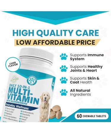 Wanderfound Pets 10-in-1 Dog Multivitamin with Glucosamine  D3  MSM - 60 Chewable Tablets - Buy Online on GoSupps.com