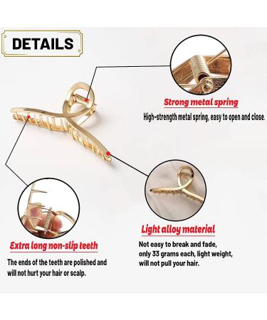 4.7 Inch Gold Metal Hair Clips 4PCS - Non-Slip Big Jaw Clips for Thick & Thin Hair - Cute Butterfly Fashion Accessory for Women & Girls - Buy Online on GoSupps.com