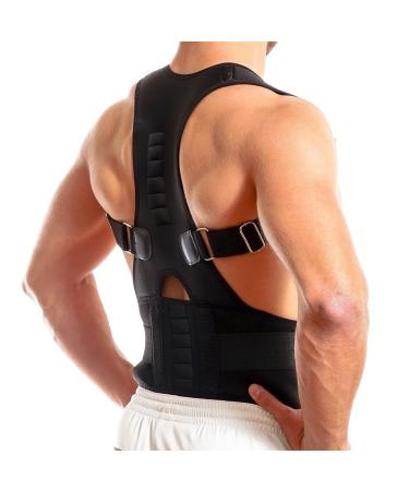 FOUMECH Back Brace Posture Corrector - Adjustable Support with 10 Magnets for Improved Posture & Lumbar Support - Pain Relief for Men & Women (XX-Large Black - Buy Online on GoSupps.com