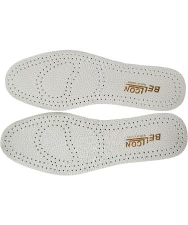 Bellcon Ultra Thin Leather Insoles for Men - Full Length Shoe Inserts & Replacement Cushion Pads Comfort for Dress Boots & Shoes (Men's Size 10.5 US White & Beige - Buy Online on GoSupps.com