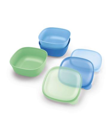 NUK Stacking Bowls 4+ Months Blue & Green 3 Bowls + 3 Lids