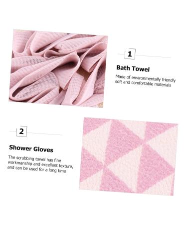 DOITOOL 4 Pcs Exfoliating Bath Towels Set - Shower Scrubber & Loofah Gloves for Body Care - Pink 80x9.5CM - Buy Online on GoSupps.com