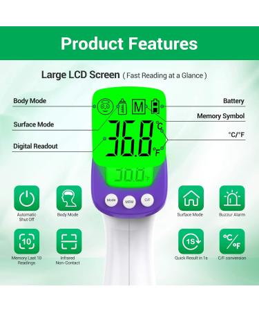 Wawech Digital Contactless Infrared Thermometer - Fast & Accurate Fever Measurement for Babies Adults & Children | Fever Alarm & Memory Function - Buy Online on GoSupps.com