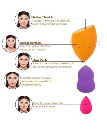9-Piece Latex-Free Makeup Blender Sponges Set | Washable Beauty Tools for Foundation Powder & Cream - 3 Sizes - Buy Online on GoSupps.com