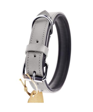 Sniffing fans collar for dogs made of leather dog collar for the large medium and small dog leather collar padded robust (L - 36-45cm gray) L - 36-45cm gray