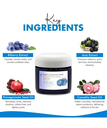 Shop Blue Beautifly Bilberry Antioxidant Mask - Plant-Based No Additives Tightens Pores & Improves Elasticity - 2 fl oz - Buy Online on GoSupps.com