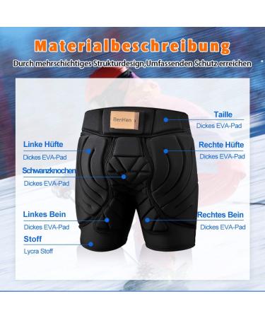 Benken 3D Padded Skiing Protective Shorts for Men & Women - Breathable Hip & Butt Guard for Snowboarding - Buy Online on GoSupps.com