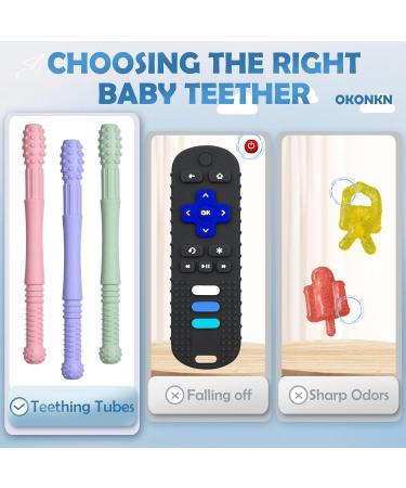 Okonkn 5-Set Baby Bite Tube & Teething Rings | BPA-Free Silicone Baby Accessories for 3 Months+ | Safe & Fun Teething Solutions for Boys & Girls - Buy Online on GoSupps.com