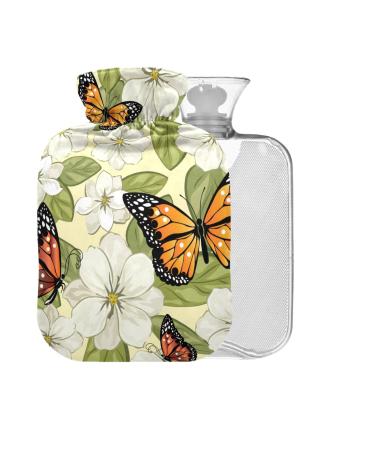 Hot water bottle with butterfly motif 1 l small hot water bag for pain relief bed hand and feet without BAP function