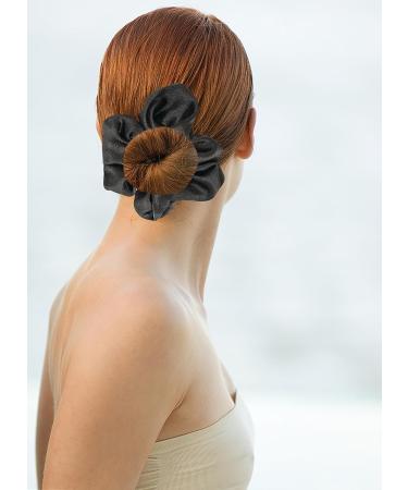 Premium Silk Scrunchies Set for Women - 2 Pcs Black Satin Hair Scrunchie Ponytail Holders | Elastic Hair Ties for Long, Fine & Thick Hair - Buy Online on GoSupps.com