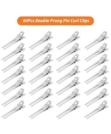 60pcs Double Prong Pin Curl Clips - 1.8 Duck Billed Hair Clips for Styling Sectioning - Alligator Hair Clips with Storage Box for Hair Salon, Barber, DIY - Gingbiss - Buy Online on GoSupps.com