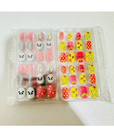 Kalolary 4 Boxes Children's Fingernails | Panda Bunny Pattern Press-On Nails Set with Glue - Perfect Gift for Girls - Buy Online on GoSupps.com