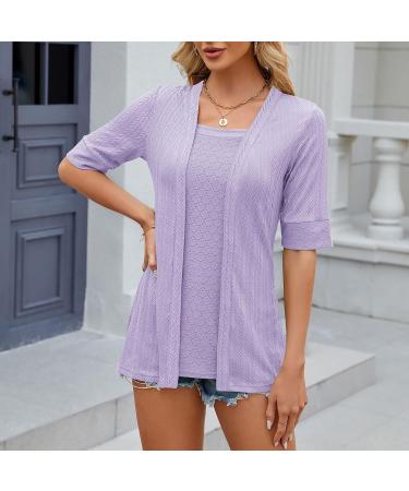 Shop Stylish Women's Winged Sleeve Summer Tank Tops | Casual Loose Cotton T-Shirts in Oversized Long Purple - Buy Online on GoSupps.com