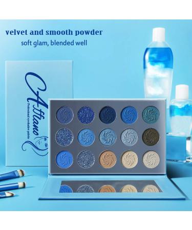 AFFLANO Blue Eyeshadow Palette - Highly Pigmented Matte & Shimmer Shades - Waterproof, Vegan, Metallic & Glitter - Perfect for Smokey, Nude & Space-Blue Eye Makeup - Buy Online on GoSupps.com