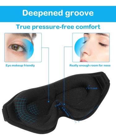 Hochoek 3D-Sleep-Mask Eye-Mask Eyeshade Eye-Cover - Deepened Groove One-Piece Hollow Wing for Nose (Black) - Buy Online on GoSupps.com