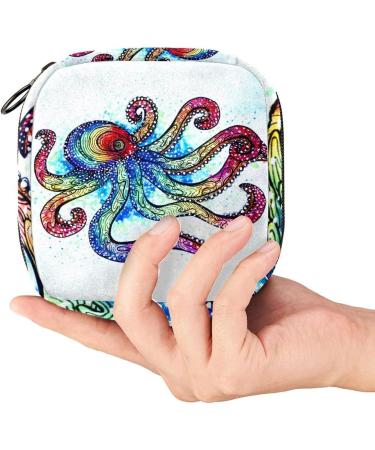 Colorful Octopus Print Napkin Storage Bag | Portable Zippered Pouch for Women & Teen Girls | Perfect for Home & Travel - Buy Online on GoSupps.com
