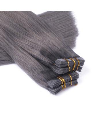 Tape In Hair Extensions - Dark Grey 40cm | 50 Remy Real Hair Tresses with Adhesive Tape | Novon Hair Extensions - Buy Online on GoSupps.com