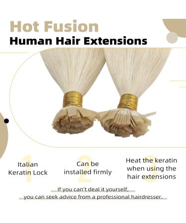 Ugeat 40cm Platinum Blonde Flat Tip Keratin Hair Extensions - Real Hair 1g/Strand 50g Keratin Sticks 16 Inch Quality Extensions - Buy Online on GoSupps.com