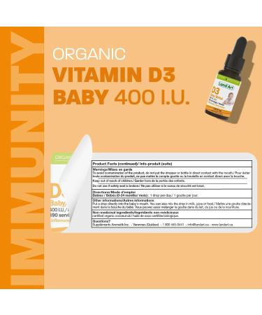 Certified Organic Vitamin D3 Drops - For Baby - 400 IU per drop - 490 servings - Development and maintenance of bones and teeth - GMO free - Gluten free - Made in Canada (13.5 ml) 13.5 ml (Pack of 1) - Buy Online on GoSupps.com