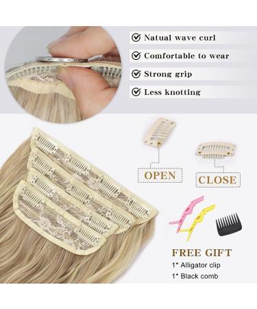 XIXIBI 20 Inch Ash Blonde Clip in Long Wavy Hair Extension - 4PCS Double Weft Synthetic Hairpieces for Women - Buy Online on GoSupps.com