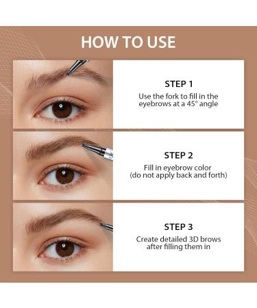 Microblading Eyebrow Pen - Premium 4-Prong Applicator | Long-Lasting Smudge-Proof Dark Brown Eyebrow Pencil for Natural Brows - International Shipping Available - Buy Online on GoSupps.com