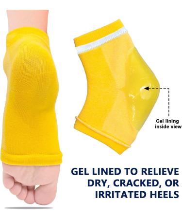 Moisturizing Gel Heel Socks - 2 Pairs for Cracked Feet Care | Night Treatment for Dry Heels | Spa Socks for Men & Women - Yellow Regular - Buy Online on GoSupps.com