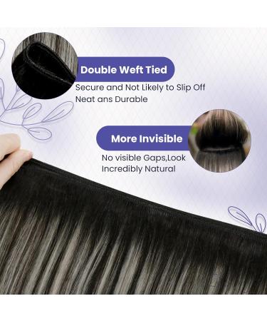 LAAVOO 60cm Black Balayage Sew In Weft Hair Extensions - Real Hair Ombre #1B/S/1B 100g - Perfect for Seamless Installation - Buy Online on GoSupps.com