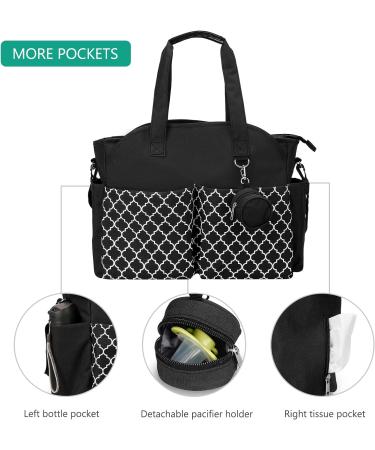SONARIN Multi-Function Waterproof Baby Changing Tote Bag - Black | Large Capacity Diaper Bag with Pacifier Holder - Travel Satchel Messenger Bag - Buy Online on GoSupps.com