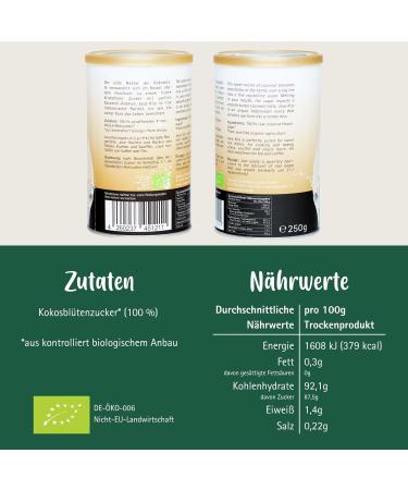 Lotao Coconut Blossom Sugar Bio 250g | Brown Sugar Replacement with Caramel Note | Natural Sweetener for Baking Coffee & Tea | Eco-Friendly Palm Sugar - Buy Online on GoSupps.com