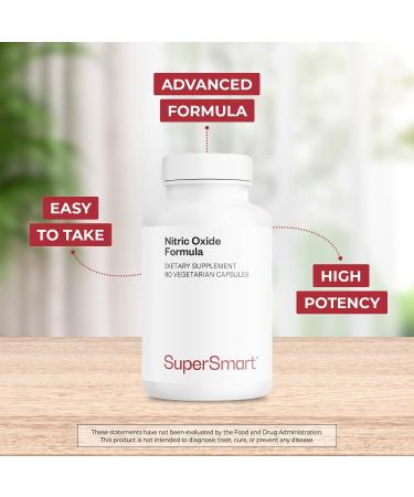 Supersmart - Nitric Oxide Formula (Advanced Formula) - with L-Citrulline Malate, L-Arginine AAKG, Vinitrox - Nitric Oxide Supplement for Men & Women | Non-GMO & Gluten Free - 90 Vegetarian Capsules - Buy Online on GoSupps.com