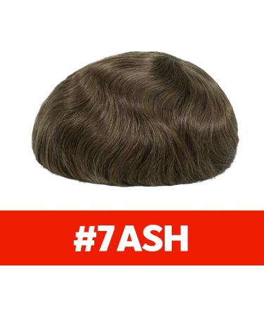 Lordhair Toupee for Men with 100% Human Hair 0.08mm Natural Skin Hair Pieces Replacement for Men Base Size 8x10 inch Mens Toupee V-looped Hair System (Light Brown 7#(ASH)) - Buy Online on GoSupps.com