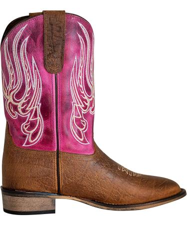 TuffRider Youth Arches Flame Embroidered Pink Square Toe Western Boots - Size 5, Brown - Buy Online on GoSupps.com