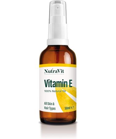NutraVit - Vitamin E Oil | 100% Natural Vitamin E Oil - 50ml - 1 333 IU/ml - Vitamin E Oil for Hair Skin Face Stretch Marks & Cuticles - Natural Vegan Hexane Free Cruelty Free & Non-GMO - Buy Online on GoSupps.com