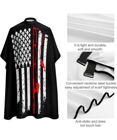 Retro American Flag Bass Fishing Custom Barber Cape Waterproof Hair Cutting Capes Apron Accessories with Adjustable Snap Closure - Buy Online on GoSupps.com