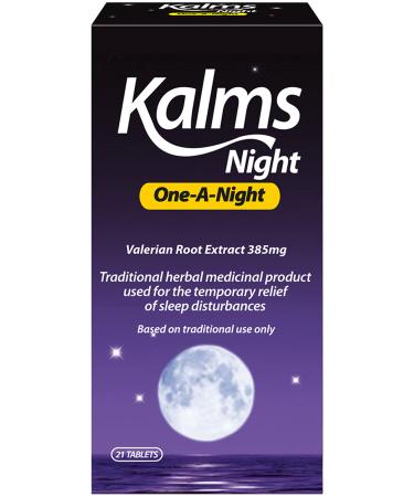 Kalms Night One-a-Night 21 Tablets - Traditional Herbal Medicinal product used for the temporary relief of sleep disturbances. One tablet a night dose.
