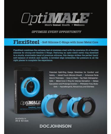 Doc Johnson OptiMALE - FlexiSteel - Soft Silicone with Inner Metal Core - 43mm, Blue - Buy Online on GoSupps.com