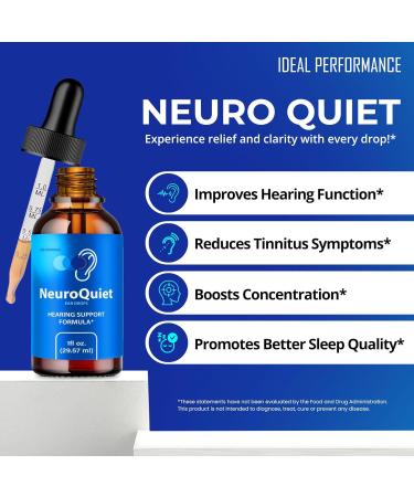 NeuroQuiet Tinnitus Relief for Ringing Ears NeuroQuiet Hearing Support Liquid Drops Neuro Quiet Auditory Clarity and Healthy Hearing Supplement Neuro Quiet All Natural Formula Reviews (3 Pack) - Buy Online on GoSupps.com