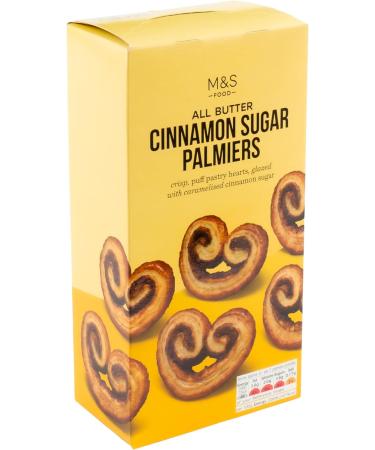 M&S All Butter Cinnamon Sugar Palmiers Crisp Puff Pastry Glazed Heart Shapes with Caramelised Cinnamon Sugar - 2 x 100g - Buy Online on GoSupps.com