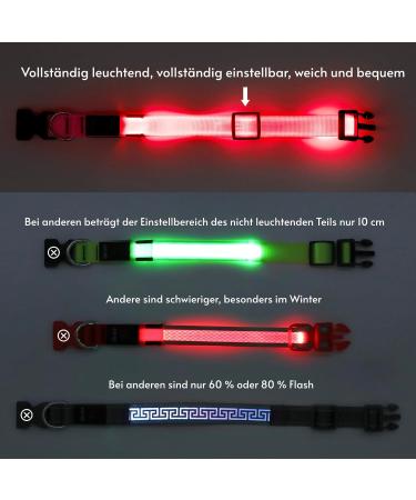 Koskill Luminous LED Dog Collar - Waterproof & Adjustable for Medium/Large Dogs - USB Rechargeable - Super Bright Rosa - Buy Online on GoSupps.com