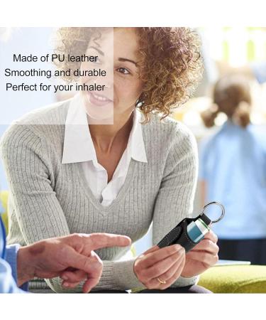 Asthma Inhaler Holder Storage PU Leather Portable Asthma Inhaler Carry Holder Outdoor Protection (Black) - Buy Online on GoSupps.com