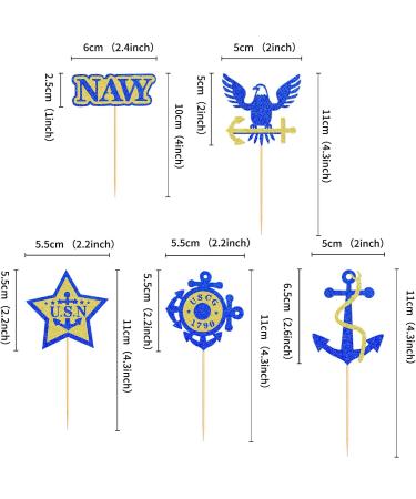 Keaziu 24PCS Military Themed Cupcake Toppers Navy Military Themed Retired Cupcake Picks Navy Bound Themed Cupcake Decorations Retirement Army Birthday Party Cake Decorations Supplies Navy Blue 2 - Buy Online on GoSupps.com