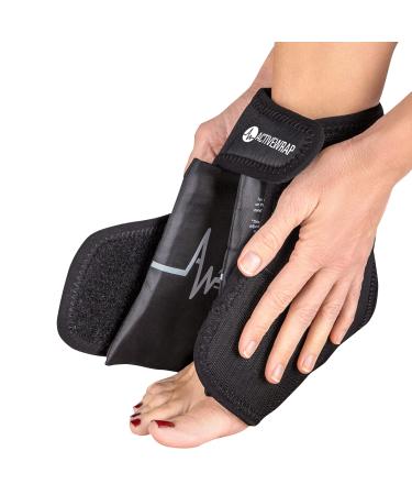 ActiveWrap Foot & Ankle Ice Pack Wrap with Reusable Hot Cold Packs for Plantar Fasciitis Pain Achilles Injuries Small/Medium Black