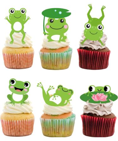 18pcs Frog Cupcake Toppers for Boys Girls Baby Shower Green Glitter Frog Cake Decorations Fairy Tales Woodland Mushroom Frog Party Decorations Supplies - Buy Online on GoSupps.com