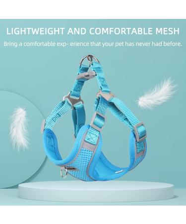 Rennaio No Pull Dog Harness & Leash Set - Adjustable Padded Chest Harness for Small & Medium Dogs - Sky Blue (M) - Breathable Design & Includes Puppy Dishes - Buy Online on GoSupps.com