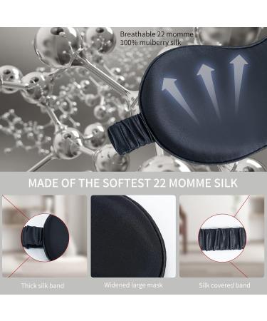 Nenolix 22mm 100% Pure Mulberry Silk Sleep Mask & Blindfold - Travel Eye Mask with 100% Silk Filling - Gift Box and Travel Bag Included (Black) - Buy Online on GoSupps.com
